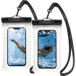 Kup Univerzální vodotěsné pouzdro Spigen A610 Univerzální vodotěsné plovoucí pouzdro Crystal Clear [2 PACK] - SPN2267CL - {ean13} - Sklep Home Screen