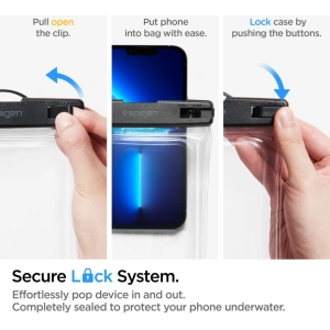 Kup Univerzální vodotěsné pouzdro Spigen A610 Univerzální vodotěsné plovoucí pouzdro Crystal Clear [2 PACK] - SPN2267CL - {ean13} - Sklep Home Screen