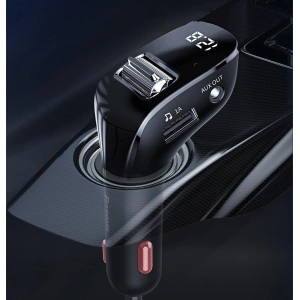 Kup Transmiter FM Baseus F40 Bluetooth port AUX ładowarka samochodowa 2x USB 15W 2A czarny - BSU3273BLK - {ean13} - Sklep Home Screen