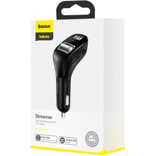 Kup FM-Transmitter Baseus F40 Bluetooth AUX-Port Auto-Ladegerät 2x USB 15W 2A schwarz - BSU3273BLK - {ean13} - Sklep Home Screen
