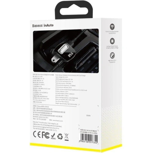 Kup FM-Transmitter Baseus F40 Bluetooth AUX-Port Auto-Ladegerät 2x USB 15W 2A schwarz - BSU3273BLK - {ean13} - Sklep Home Screen