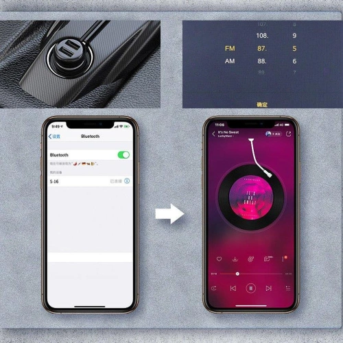 Kup Transmițător FM Baseus S-16 Bluetooth 5.0 2x USB încărcător auto AUX MP3 TF micro SD 3,1 A negru - BSU3274BLK - {ean13} - Sklep Home Screen