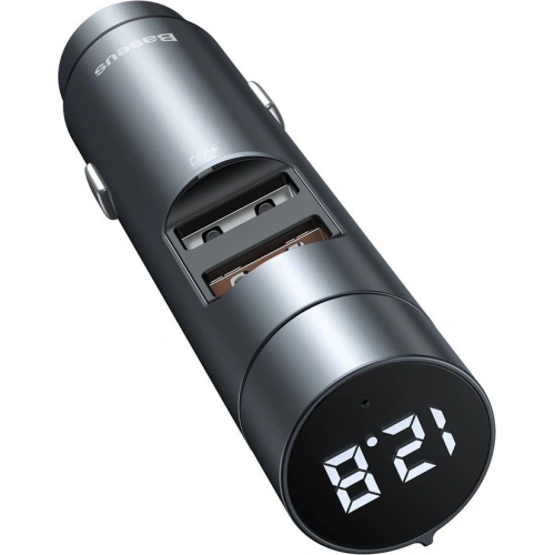 Buy Baseus FM Transmiter Bluetooth 5.0 car charger 2x USB 3 A 18 W PPS Quick Charge 3.0 AFC FCP graphite - BSU3275GPH - {ean13} - Home Screen Store Europe