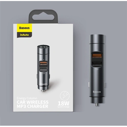 Kup Transmiter FM Baseus Bluetooth 5.0 ładowarka samochodowa 2x USB 3 A 18 W PPS Quick Charge 3.0 AFC FCP grafitowy - BSU3275GPH - {ean13} - Sklep Home Screen