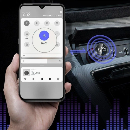 Buy Baseus FM Transmiter Bluetooth 5.0 car charger 2x USB 3 A 18 W PPS Quick Charge 3.0 AFC FCP graphite - BSU3275GPH - {ean13} - Home Screen Store Europe