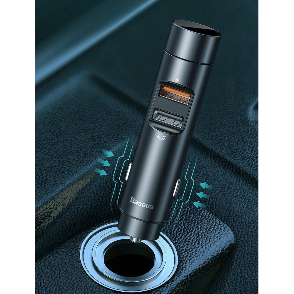 Transmiter FM Baseus Bluetooth 5.0 ładowarka samochodowa 2x USB 3 A 18 W PPS Quick Charge 3.0 AFC FCP grafitowy