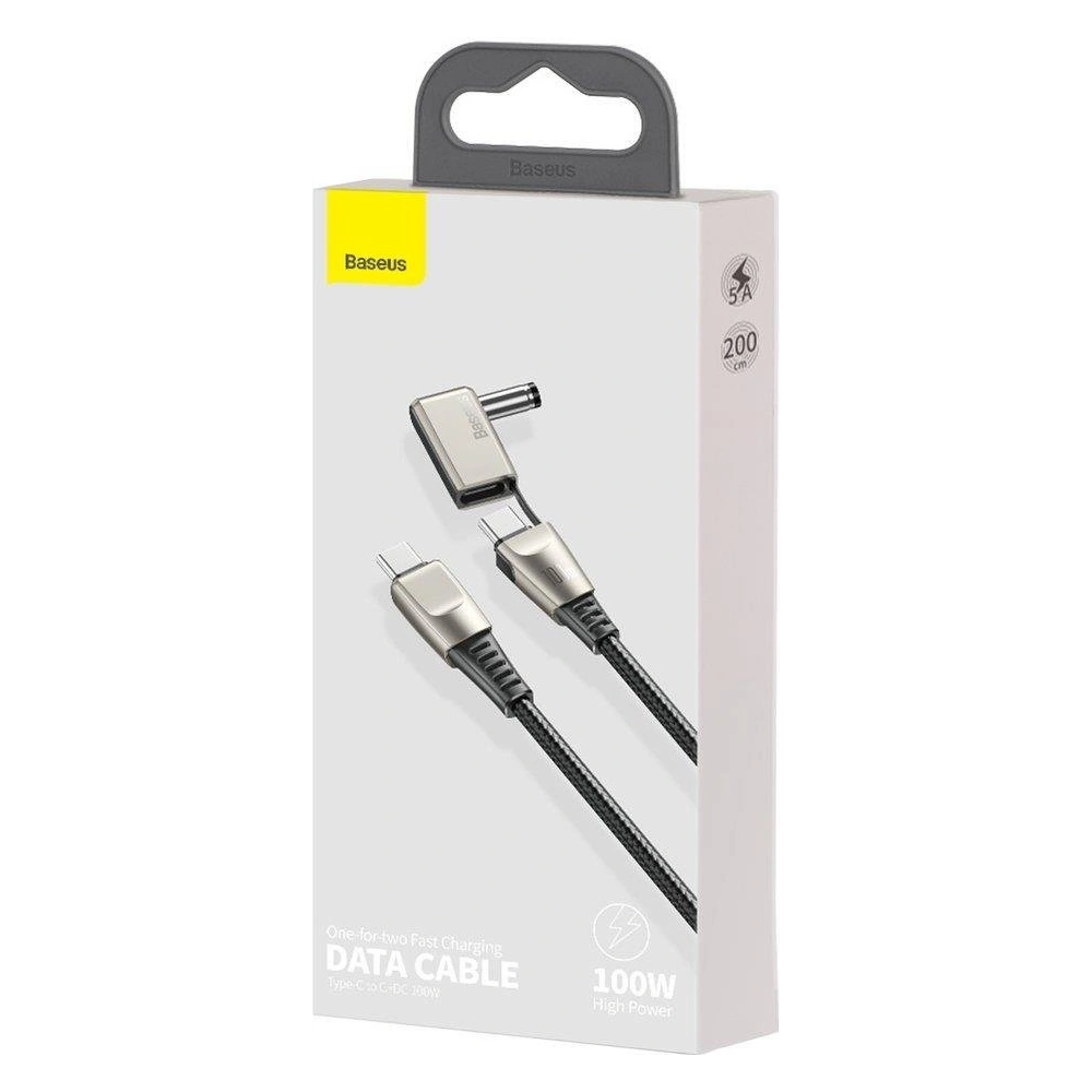 Kabel Baseus Flash Series 2w1 USB-C - USB-C + DC Adapter 100W 2m czarny
