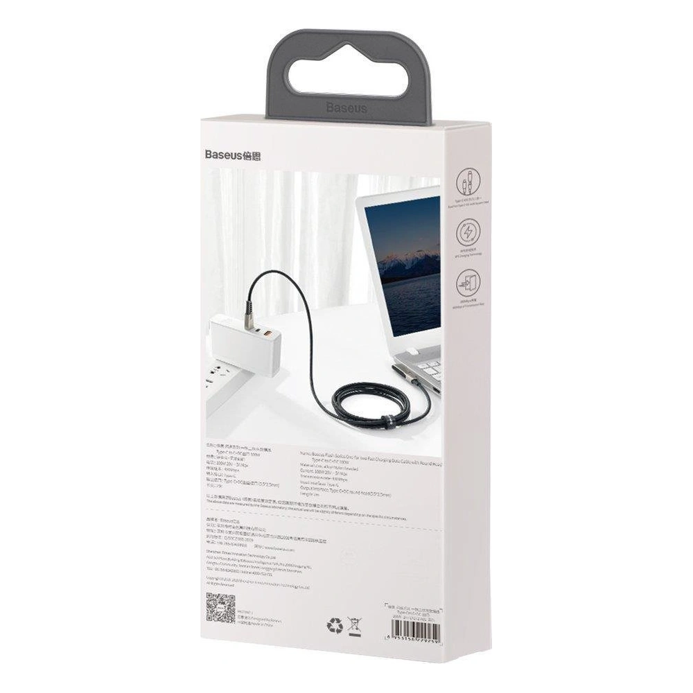 Kabel Baseus Flash Series 2w1 USB-C - USB-C + DC Adapter 100W 2m czarny