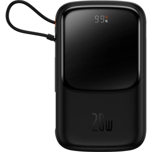 Powerbank Baseus Qpow 10000mAh wbudowany kabel Lightning 20W Quick Charge SCP AFC FCP czarny