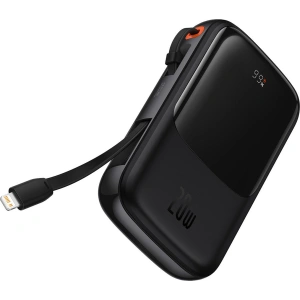 Powerbank Baseus Qpow 10000mAh wbudowany kabel Lightning 20W Quick Charge SCP AFC FCP czarny