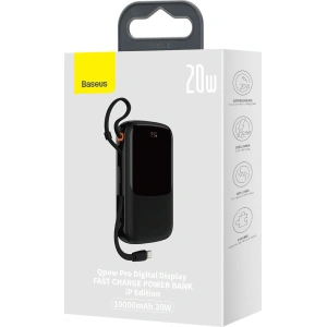 Powerbank Baseus Qpow 10000mAh wbudowany kabel Lightning 20W Quick Charge SCP AFC FCP czarny
