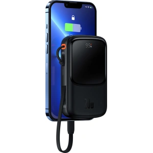 Powerbank Baseus Qpow 10000mAh wbudowany kabel Lightning 20W Quick Charge SCP AFC FCP czarny