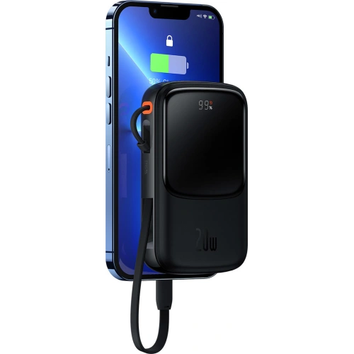 Kup Powerbank Baseus Qpow 10000mAh eingebautes Lightning-Kabel 20W Quick Charge SCP AFC FCP schwarz - BSU3284BLK - {ean13} - Sklep Home Screen
