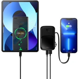 Powerbank Baseus Qpow 10000mAh wbudowany kabel Lightning 20W Quick Charge SCP AFC FCP czarny