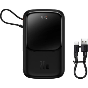 Powerbank Baseus Qpow 10000mAh wbudowany kabel Lightning 20W Quick Charge SCP AFC FCP czarny