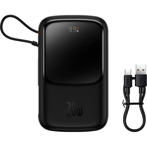 Buy Baseus Qpow powerbank 10000mAh built-in Lightning 20W Quick Charge cable SCP AFC FCP black - BSU3284BLK - {ean13} - Home Screen Store Europe