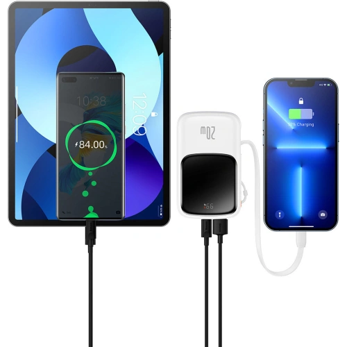 Buy Baseus Qpow powerbank 10000mAh built-in Lightning 20W Quick Charge cable SCP AFC FCP white - BSU3285WHT - {ean13} - Home Screen Store Europe