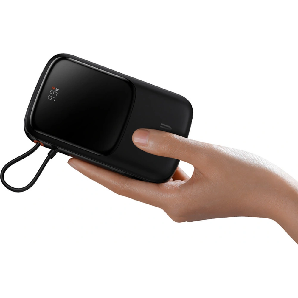 Powerbank Baseus Qpow 10000mAh wbudowany kabel Lightning 20W Quick Charge SCP AFC FCP biały