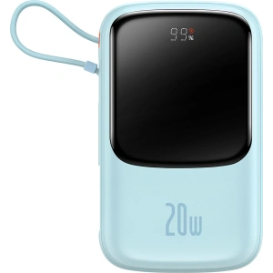 Powerbank Baseus Qpow 10000mAh wbudowany kabel Lightning 20W Quick Charge SCP AFC FCP niebieski