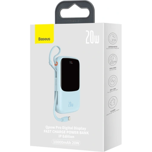 Kup Powerbank Baseus Qpow 10000mAh vestavěný kabel Lightning 20W Quick Charge SCP AFC FCP modrý - BSU3286BLU - {ean13} - Sklep Home Screen