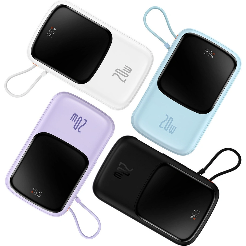 Powerbank Baseus Qpow 10000mAh wbudowany kabel Lightning 20W Quick Charge SCP AFC FCP niebieski
