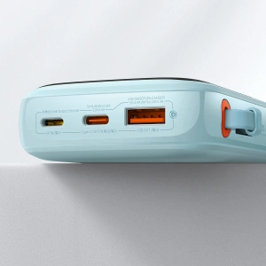 Powerbank Baseus Qpow 10000mAh wbudowany kabel Lightning 20W Quick Charge SCP AFC FCP niebieski