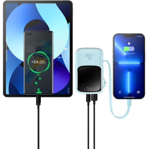 Kup Powerbank Baseus Qpow 10000mAh vestavěný kabel Lightning 20W Quick Charge SCP AFC FCP modrý - BSU3286BLU - {ean13} - Sklep Home Screen