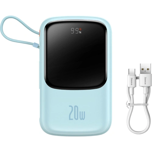 Kup Powerbank Baseus Qpow 10000mAh vestavěný kabel Lightning 20W Quick Charge SCP AFC FCP modrý - BSU3286BLU - {ean13} - Sklep Home Screen