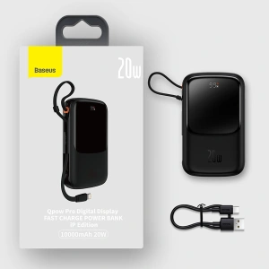 Powerbank Baseus Qpow 10000mAh wbudowany kabel Lightning 20W Quick Charge SCP AFC FCP niebieski
