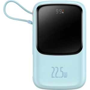 Powerbank Baseus Qpow 10000mAh wbudowany kabel USB-C 22.5W Quick Charge SCP AFC FCP niebieski
