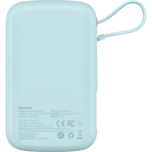 Powerbank Baseus Qpow 10000mAh wbudowany kabel USB-C 22.5W Quick Charge SCP AFC FCP niebieski