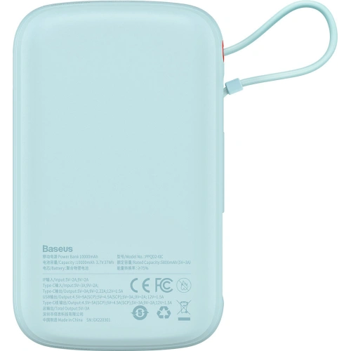 Buy Baseus Qpow powerbank 10000mAh built-in USB-C cable 22.5W Quick Charge SCP AFC FCP blue - BSU3287BLU - {ean13} - Home Screen Store Europe