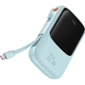 Powerbank Baseus Qpow 10000mAh wbudowany kabel USB-C 22.5W Quick Charge SCP AFC FCP niebieski