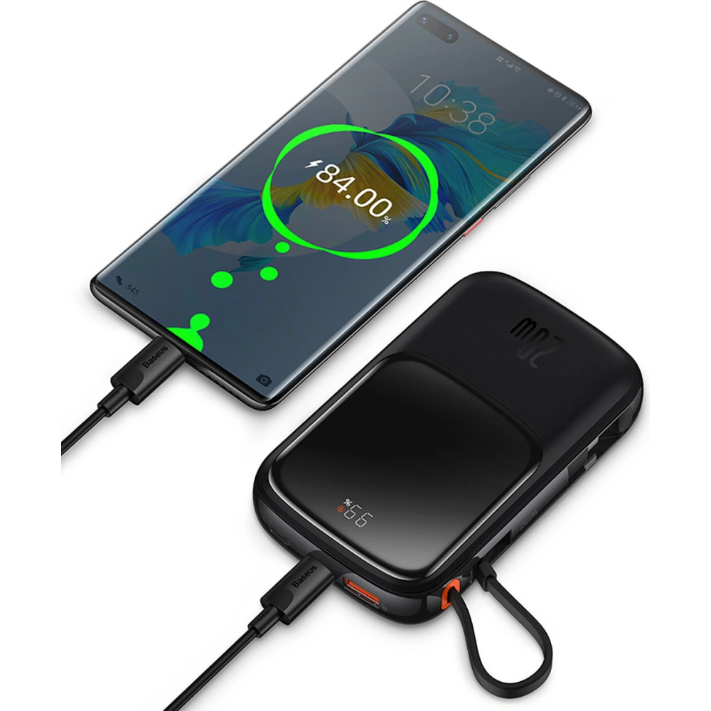 Powerbank Baseus Qpow 10000mAh wbudowany kabel USB-C 22.5W Quick Charge SCP AFC FCP niebieski