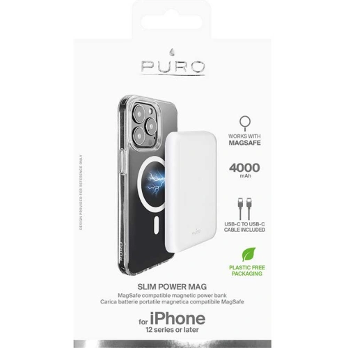 Kup PURO Slim PowerMag MagSafe indukciós powerbank 4000mAh (fehér) - PUR579WHT - {ean13} - Sklep Home Screen