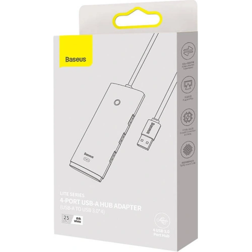 Kup Hub 4w1 Baseus Lite Series USB do 4x USB 3.0 25cm (biały) - BSU3302WHT - {ean13} - Sklep Home Screen