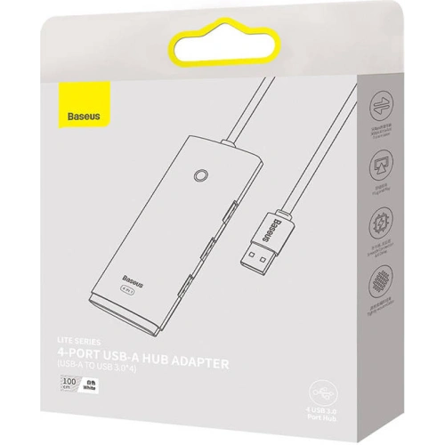 Kup Hub 4w1 Baseus Lite Series USB 4x USB 3.0-hoz 1m (fehér) - BSU3304WHT - {ean13} - Sklep Home Screen