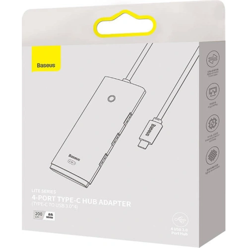 Kup Hub 4-in-1 Baseus Lite Series USB-C auf 4x USB 3.0 + USB-C, 2m (weiß) - BSU3312WHT - {ean13} - Sklep Home Screen