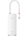 Hub 5v1 Baseus Lite Series USB-C na 3x USB 3.0 + USB-C + HDMI (bílý)