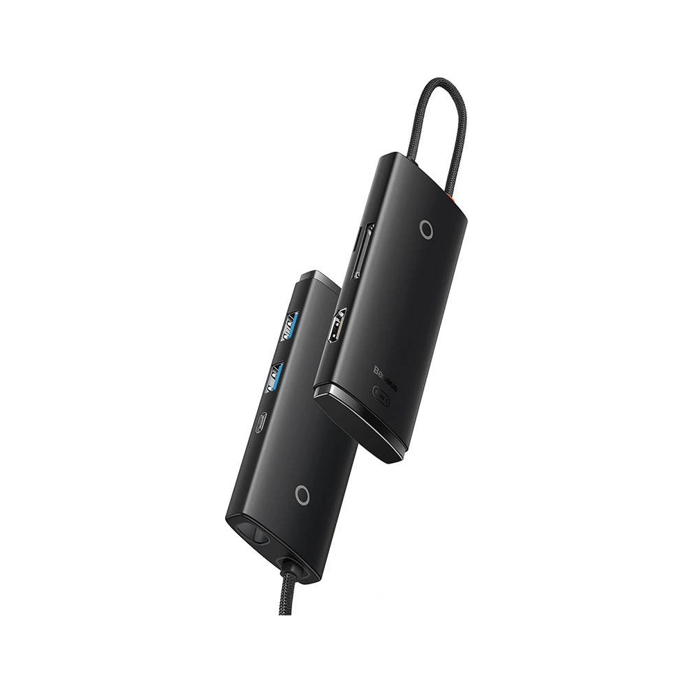 Hub 6w1 Baseus Lite Series USB-C do 2x USB 3.0 + USB-C PD + HDMI + SD/TF (czarny)