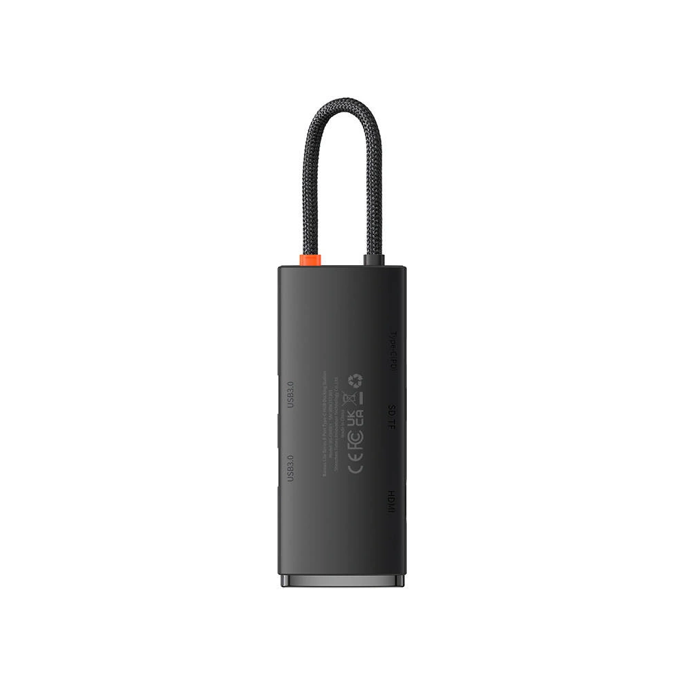 Hub 6w1 Baseus Lite Series USB-C do 2x USB 3.0 + USB-C PD + HDMI + SD/TF (czarny)