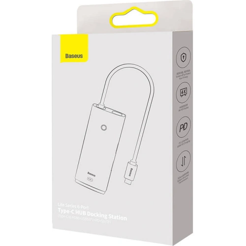 Kup Hub 6w1 Baseus Lite Series USB-C do 2x USB 3.0 + USB-C PD + HDMI + SD/TF (biały) - BSU3316WHT - {ean13} - Sklep Home Screen