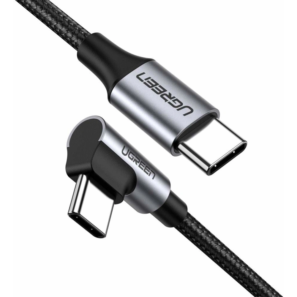 Kabel USB-C do USB-C, kątowy UGREEN US255,3A, 60W, 2m (czarny)