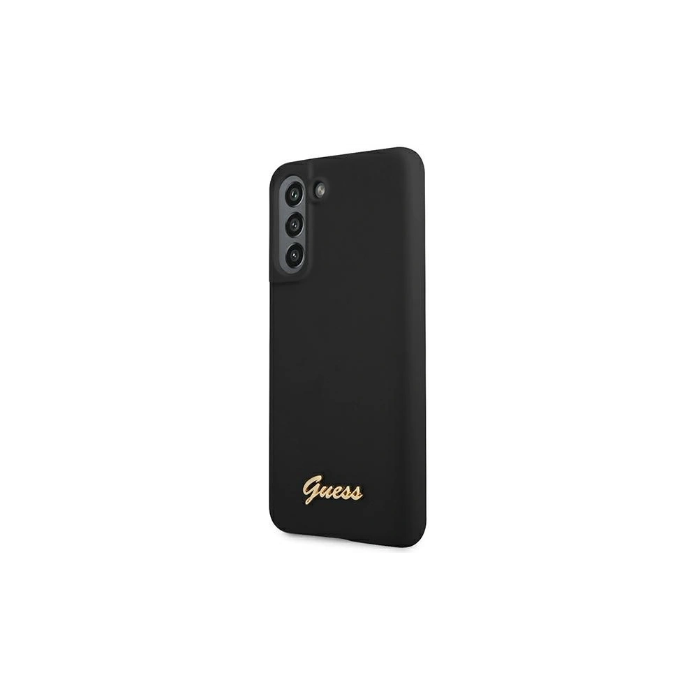 Etui Guess GUHCS21FLSLMGBK Samsung Galaxy S21 FE czarny/black hardcase Silicone Script Metal Logo