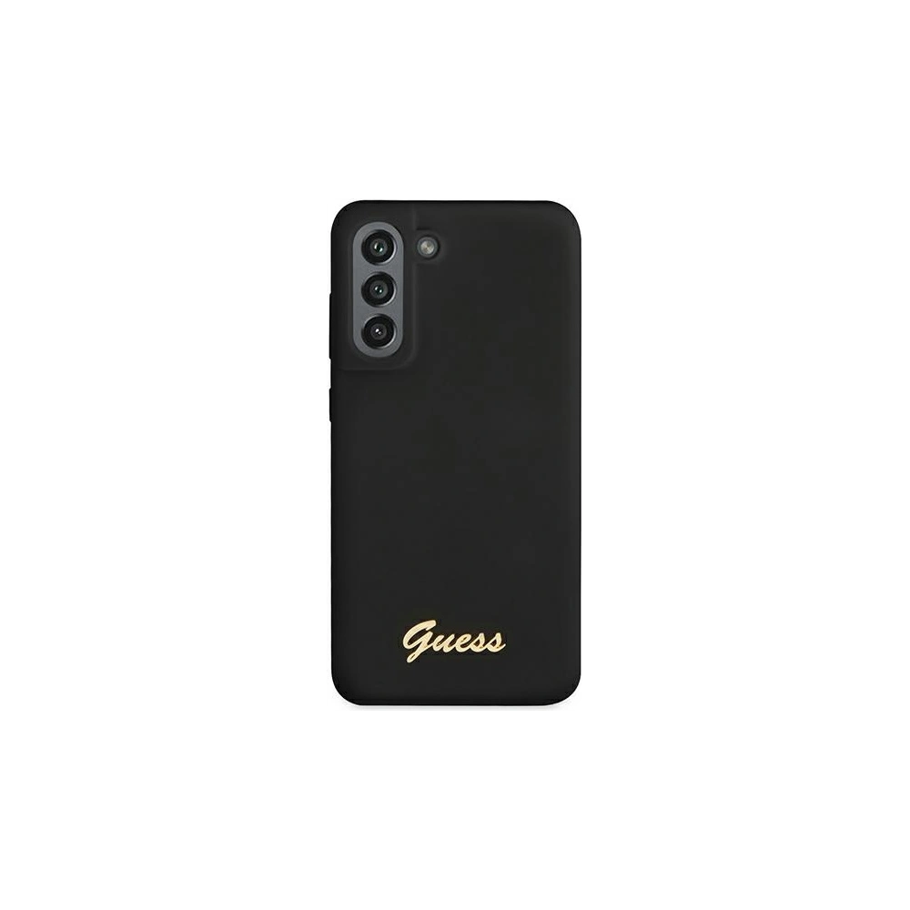 Etui Guess GUHCS21FLSLMGBK Samsung Galaxy S21 FE czarny/black hardcase Silicone Script Metal Logo