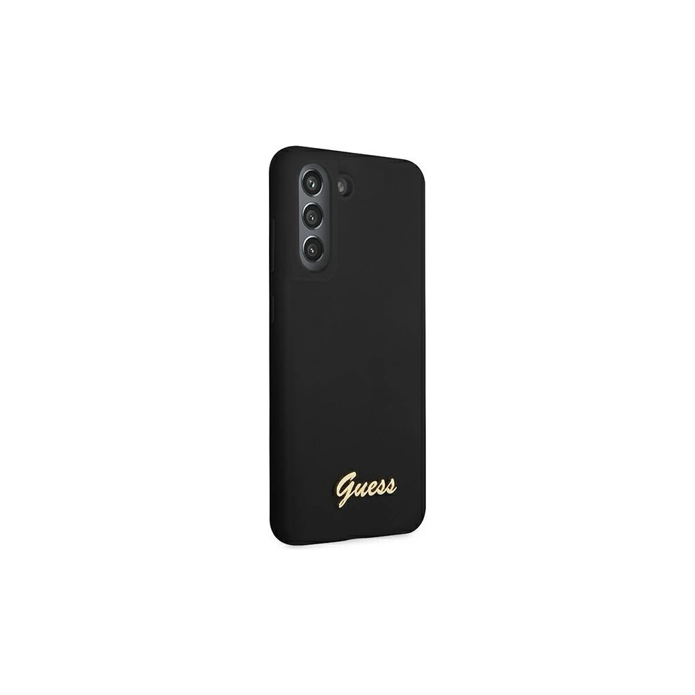 Etui Guess GUHCS21FLSLMGBK Samsung Galaxy S21 FE czarny/black hardcase Silicone Script Metal Logo