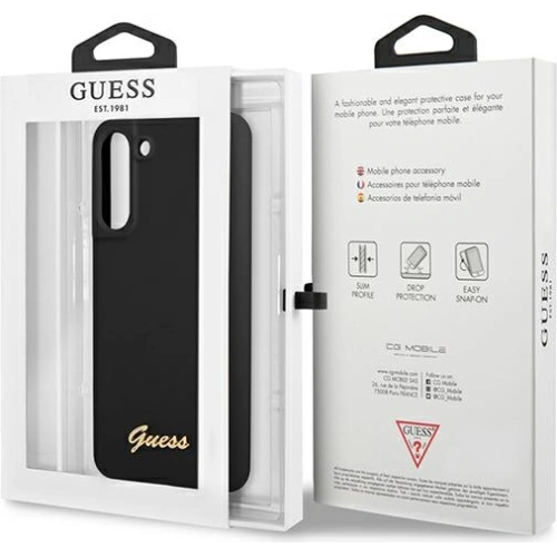 Kup Etui Guess GUHCS21FLSLMGBK Samsung Galaxy S21 FE negru/black hardcase Silicone Script Metal Logo - GUE1817BLK - {ean13} - Sklep Home Screen