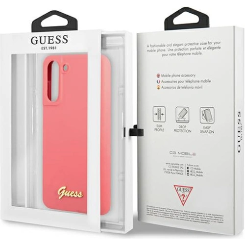 Kup Etui Guess GUHCS21FLSLMGFU Samsung Galaxy S21 FE fucsia/fuchsia hardcase Silicon Script Metal Logo - GUE1818FHS - {ean13} - Sklep Home Screen