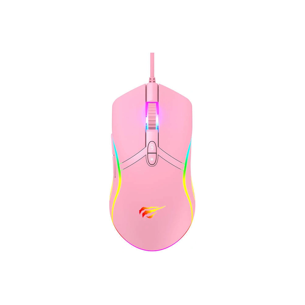Mysz gamingowa Havit MS1026 RGB 1000-6400 DPI (różowa)