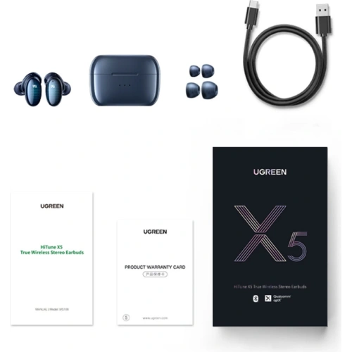 Kup Bezprzewodowe słuchawki UGREEN WS108 TWS Bluetooth 5.0 IPX5 aptX niebieski - UGR1235BLU - {ean13} - Sklep Home Screen